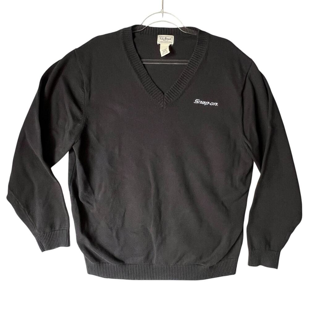 LL Bean Snap On Tools Sweater Mens XL‎ Black Pullover Jumper Gorpcore Streetwear